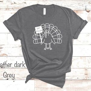Dark Grey Turkey “Eat Pizza” Graphic T-Shirt